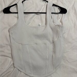 White Ribbed Women's Corset Top